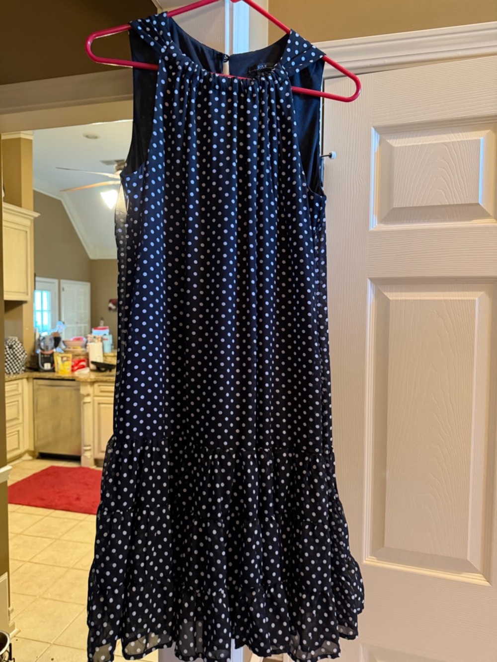 Black Polka Dot Sleeveless Ruffle Hem Dress Size 4
